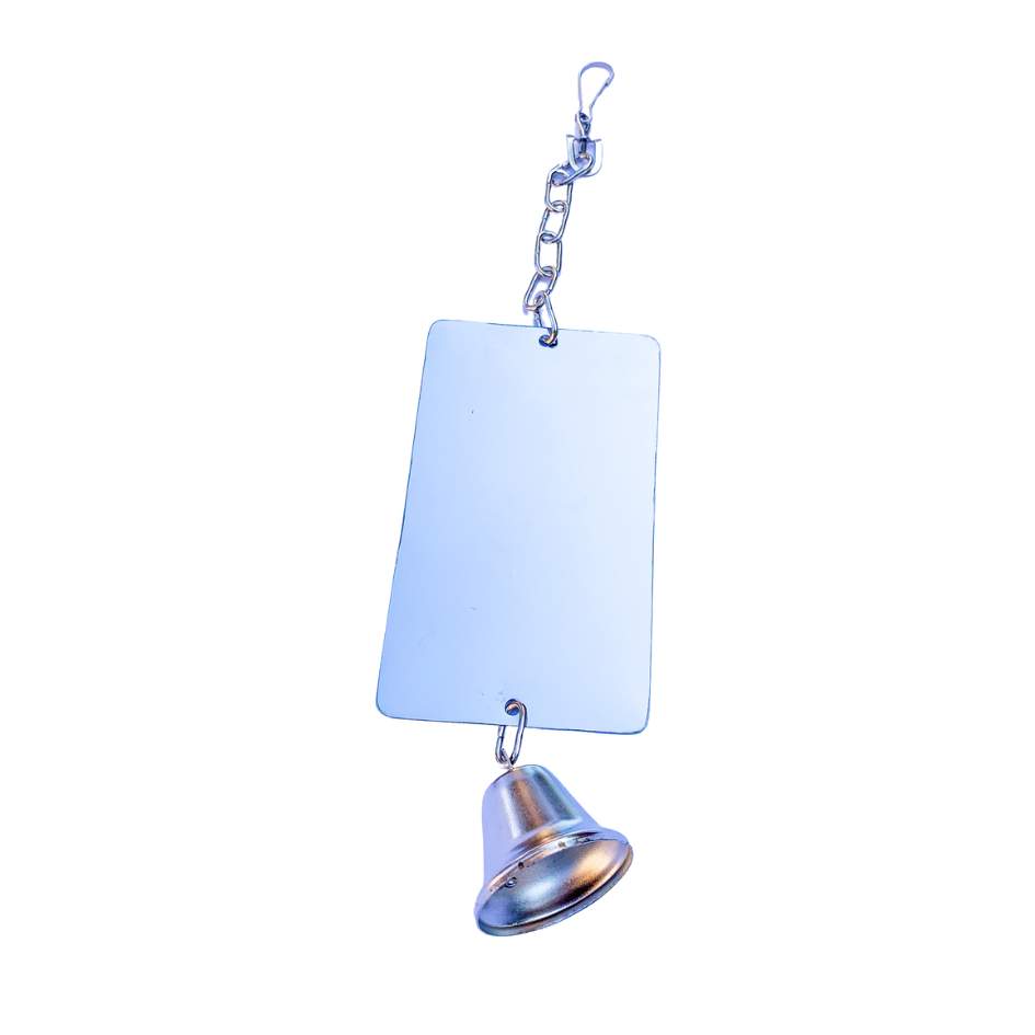 Metal Mirror Parrot With Bell Extra Large