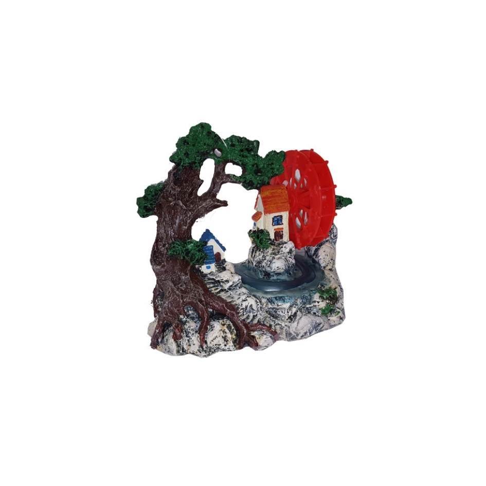 Ornament BOYU Resin Tree House With Water Wheel